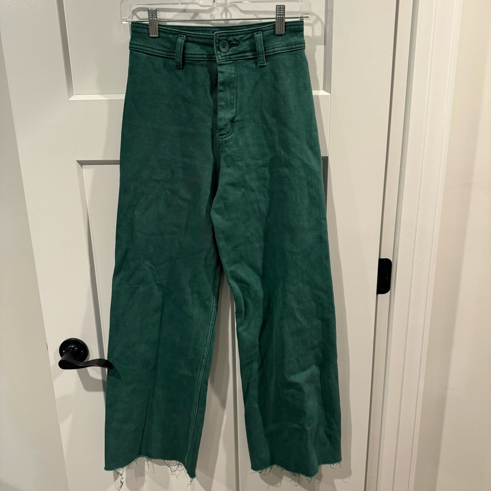 NWT Miou Muse Green Jeans wide leg 26